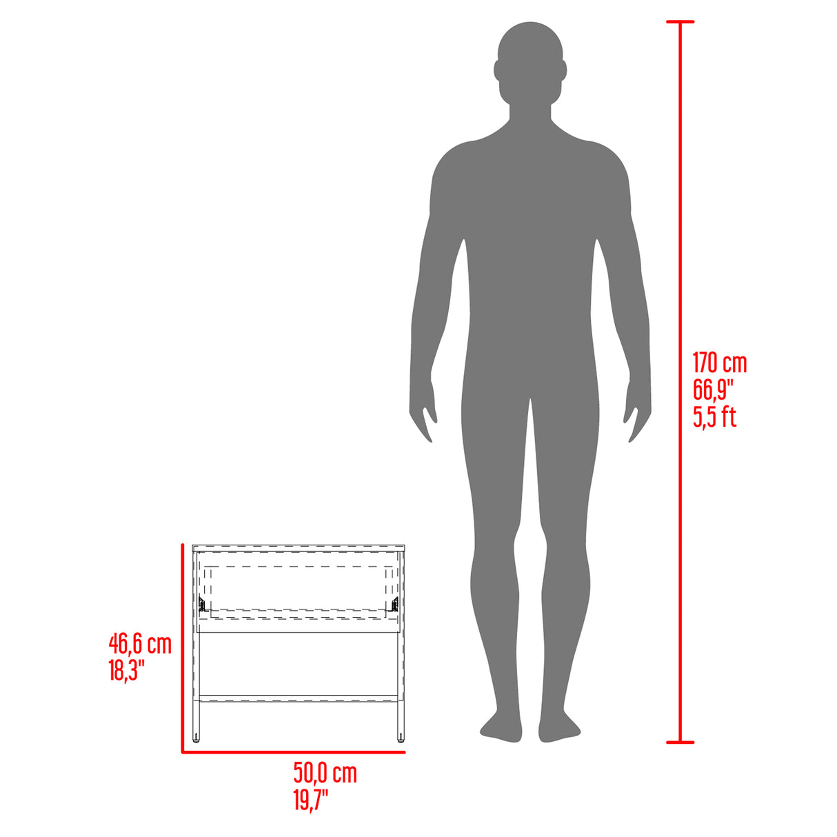 Mesa de Noche Dasel Fresno Europeo y Blanco 50x46.6cm con Un Cajón - MESAS DE NOCHE | Bylmo
