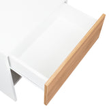 Mesa de Noche Dasel Fresno Europeo y Blanco 50x46.6cm con Un Cajón - MESAS DE NOCHE | Bylmo