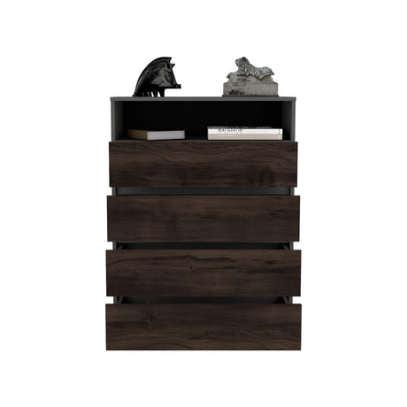 Cajonera Alpine Plomo y Nogal 75x102.3cm con Cuatro Cajones - CAJONERAS Y COMODAS | Bylmo