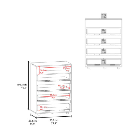 Cajonera Alpine Plomo y Nogal 75x102.3cm con Cuatro Cajones - CAJONERAS Y COMODAS | Bylmo