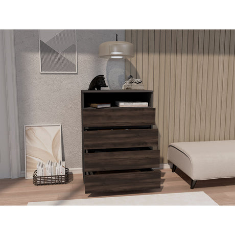 Cajonera Alpine Plomo y Nogal 75x102.3cm con Cuatro Cajones - CAJONERAS Y COMODAS | Bylmo