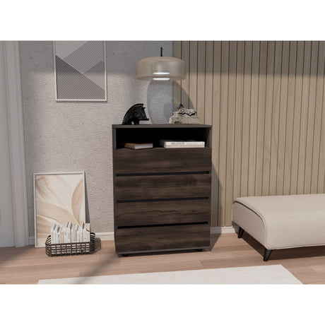 Cajonera Alpine Plomo y Nogal 75x102.3cm con Cuatro Cajones - CAJONERAS Y COMODAS | Bylmo