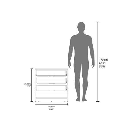 Cajonera Alder Plomo y Fresno Europeo 70x70cm con Tres Cajones - CAJONERAS Y COMODAS | Bylmo