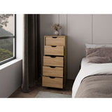 Cajonera Basilea Fresno Europeo 45x107.8cm con Cinco Cajones - CAJONERAS Y COMODAS | Bylmo