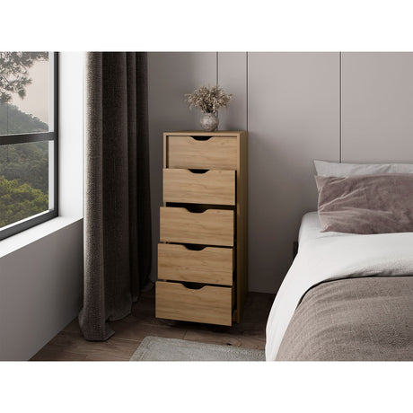 Cajonera Basilea Fresno Europeo 45x107.8cm con Cinco Cajones - CAJONERAS Y COMODAS | Bylmo