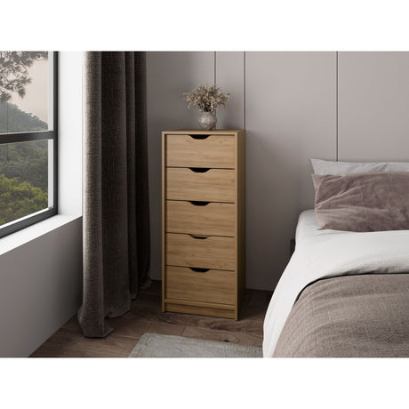 Cajonera Basilea Fresno Europeo 45x107.8cm con Cinco Cajones - CAJONERAS Y COMODAS | Bylmo