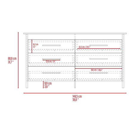 Cajonera HMS Duna y Wengue 149.5x80.6cm con Seis Cajones - CAJONERAS Y COMODAS | Bylmo
