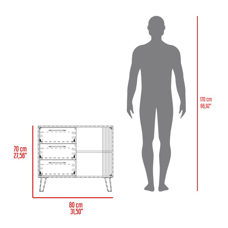 Cajonera Vance Fresno Europeo y Capri 80x70cm con Tres Cajones - CAJONERAS Y COMODAS | Bylmo