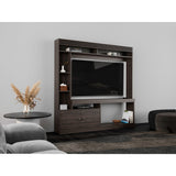 Centro de Entretenimiento Dante Nogal 180x180.6cm Para TV Hasta 55 Pulgadas - MUEBLES DE TV | Bylmo