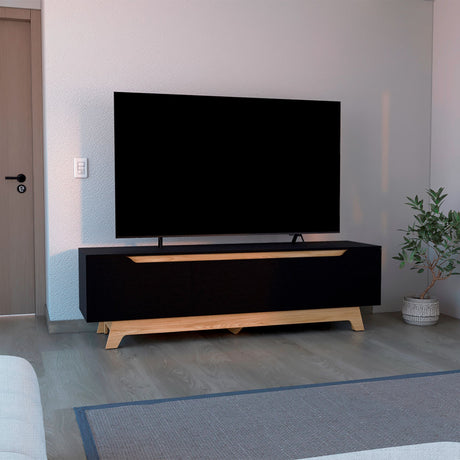 Centro de Entretenimiento Woodall Wengue y Fresno Europeo 180.6x53cm Para TV Hasta 80 Pulgadas - MUEBLES DE TV | Bylmo