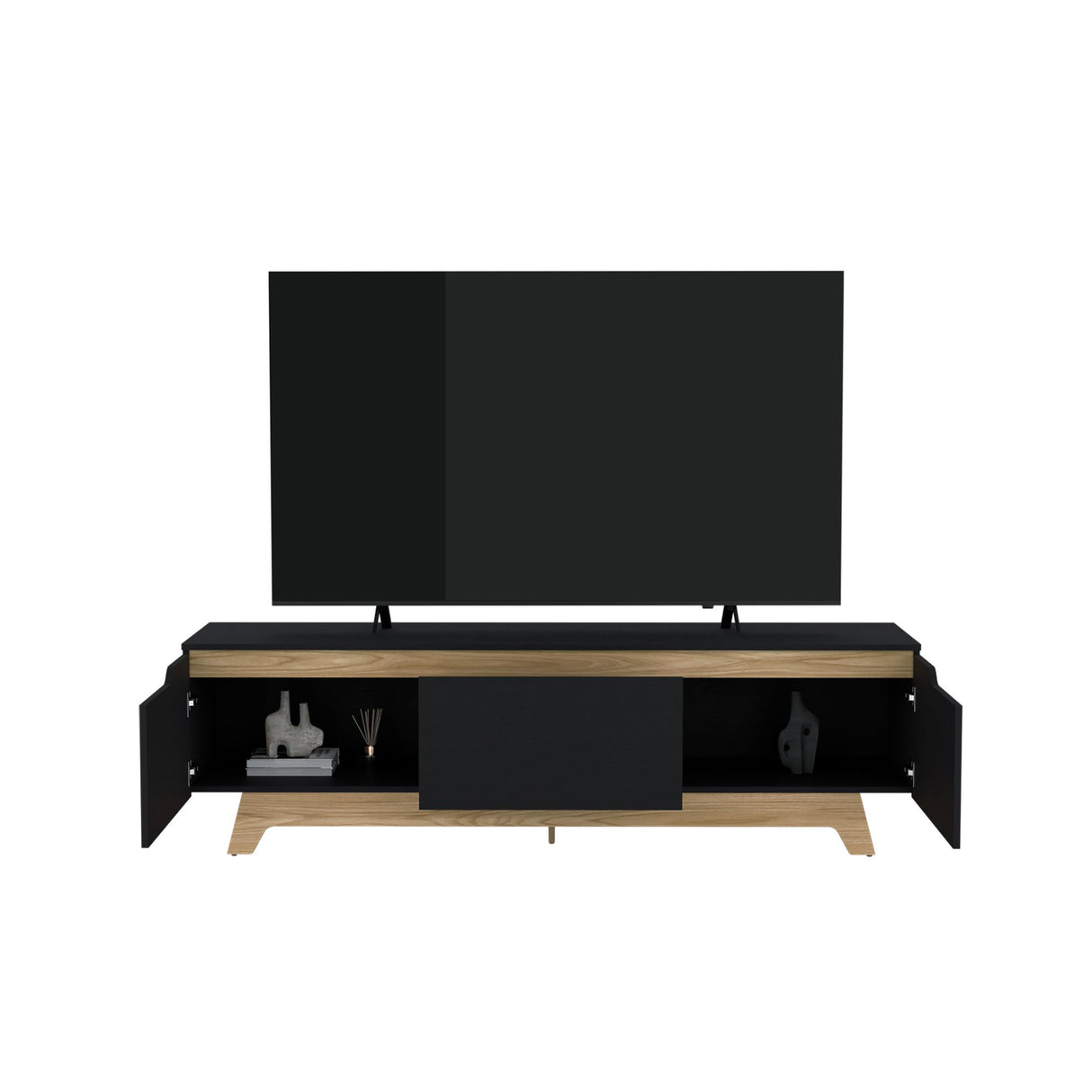 Centro de Entretenimiento Woodall Wengue y Fresno Europeo 180.6x53cm Para TV Hasta 80 Pulgadas - MUEBLES DE TV | Bylmo