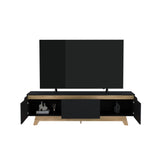 Centro de Entretenimiento Woodall Wengue y Fresno Europeo 180.6x53cm Para TV Hasta 80 Pulgadas - MUEBLES DE TV | Bylmo