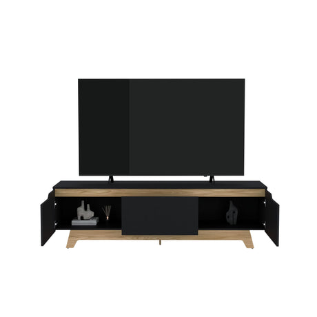Centro de Entretenimiento Woodall Wengue y Fresno Europeo 180.6x53cm Para TV Hasta 80 Pulgadas - MUEBLES DE TV | Bylmo