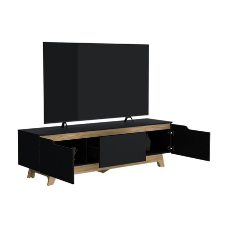 Centro de Entretenimiento Woodall Wengue y Fresno Europeo 180.6x53cm Para TV Hasta 80 Pulgadas - MUEBLES DE TV | Bylmo