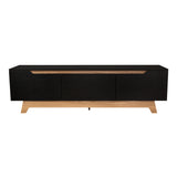 Centro de Entretenimiento Woodall Wengue y Fresno Europeo 180.6x53cm Para TV Hasta 80 Pulgadas - MUEBLES DE TV | Bylmo