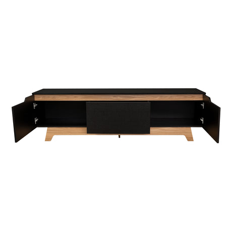 Centro de Entretenimiento Woodall Wengue y Fresno Europeo 180.6x53cm Para TV Hasta 80 Pulgadas - MUEBLES DE TV | Bylmo