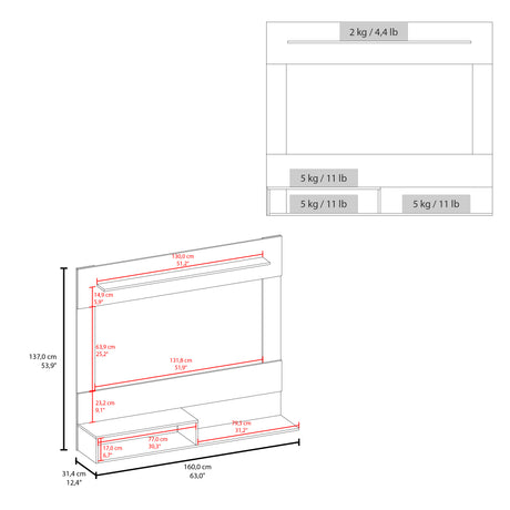 Panel de TV Flotante Baijing Milan y Wengue 160x137cm Para TV Hasta 70 Pulgadas - MUEBLES DE TV | Bylmo