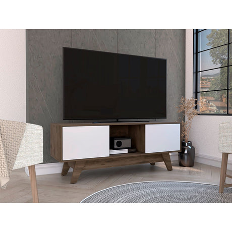 Rack de TV Romero Bellota y Blanco 135x53.7cm Para TV Hasta 55 Pulgadas - MUEBLES DE TV | Bylmo