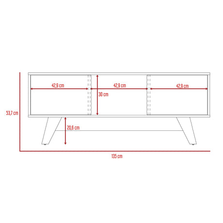 Rack de TV Romero Bellota y Blanco 135x53.7cm Para TV Hasta 55 Pulgadas - MUEBLES DE TV | Bylmo