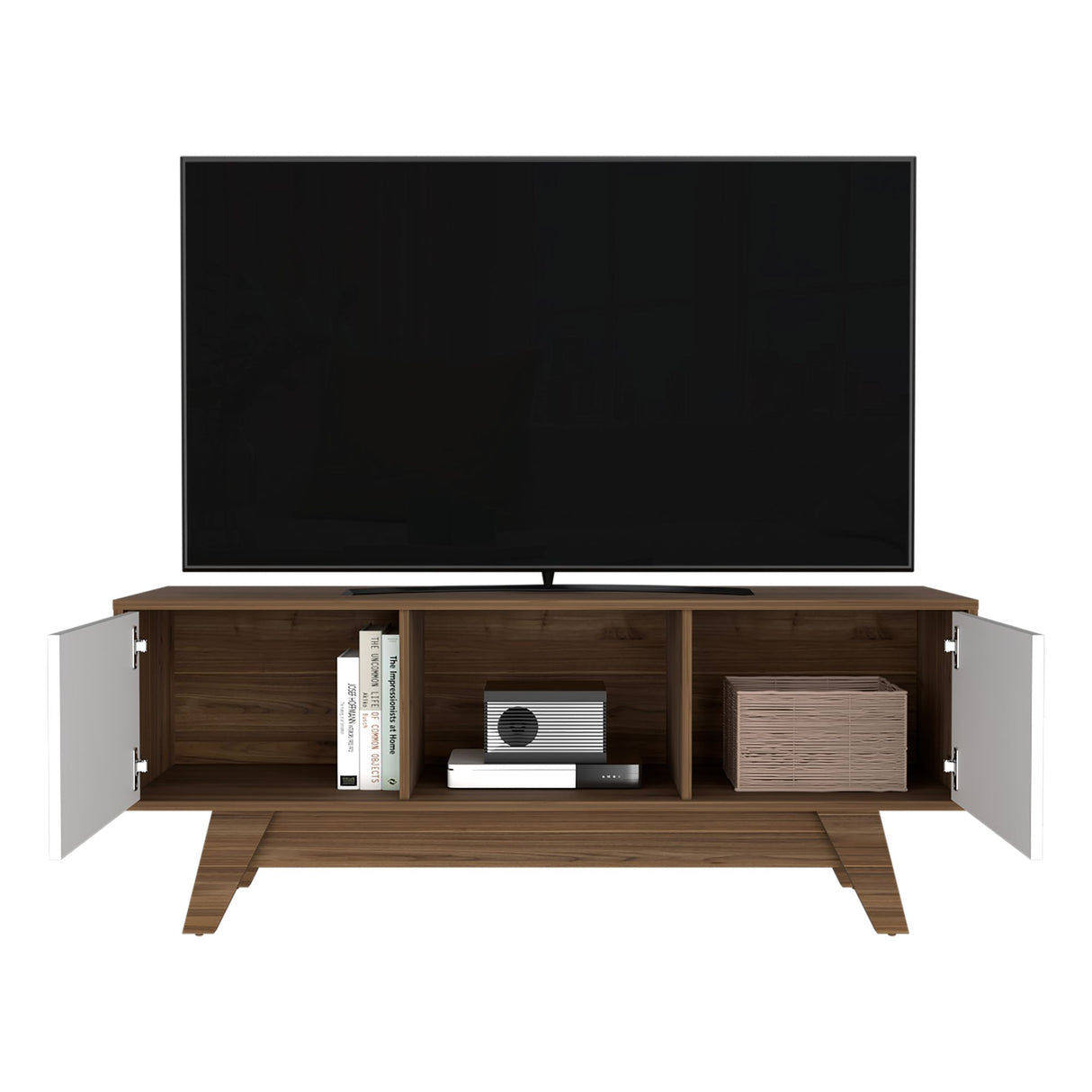 Rack de TV Romero Gales y Blanco 135x53.7cm Para TV Hasta 55 Pulgadas - MUEBLES DE TV | Bylmo