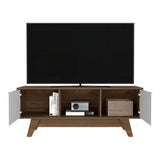 Rack de TV Romero Gales y Blanco 135x53.7cm Para TV Hasta 55 Pulgadas - MUEBLES DE TV | Bylmo
