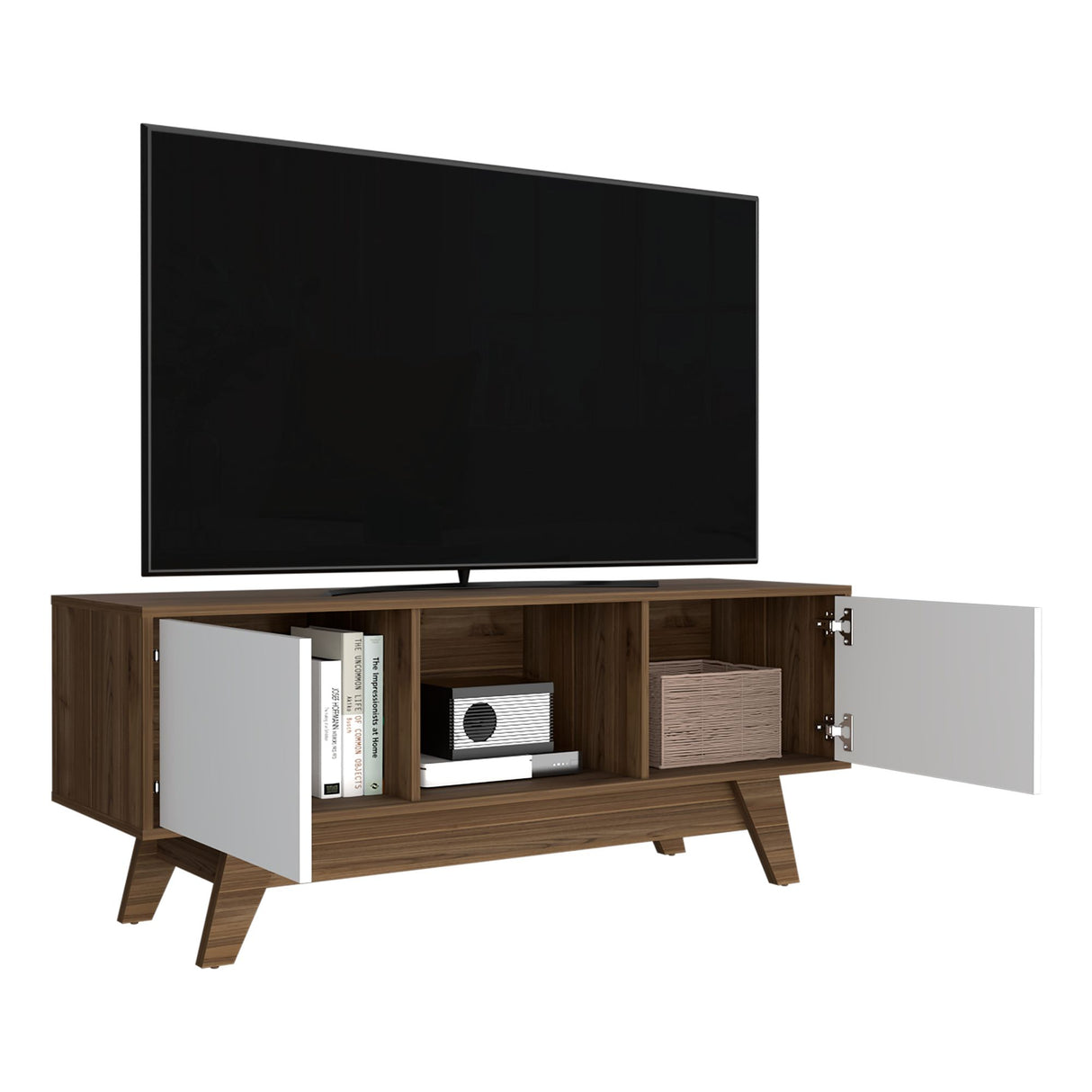 Rack de TV Romero Gales y Blanco 135x53.7cm Para TV Hasta 55 Pulgadas - MUEBLES DE TV | Bylmo