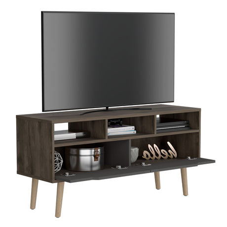 Rack de TV Oslo Bellota y Plomo 117x58cm Para TV Hasta 50 Pulgadas - MUEBLES DE TV | Bylmo