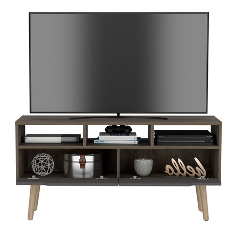 Rack de TV Oslo Bellota y Plomo 117x58cm Para TV Hasta 50 Pulgadas - MUEBLES DE TV | Bylmo