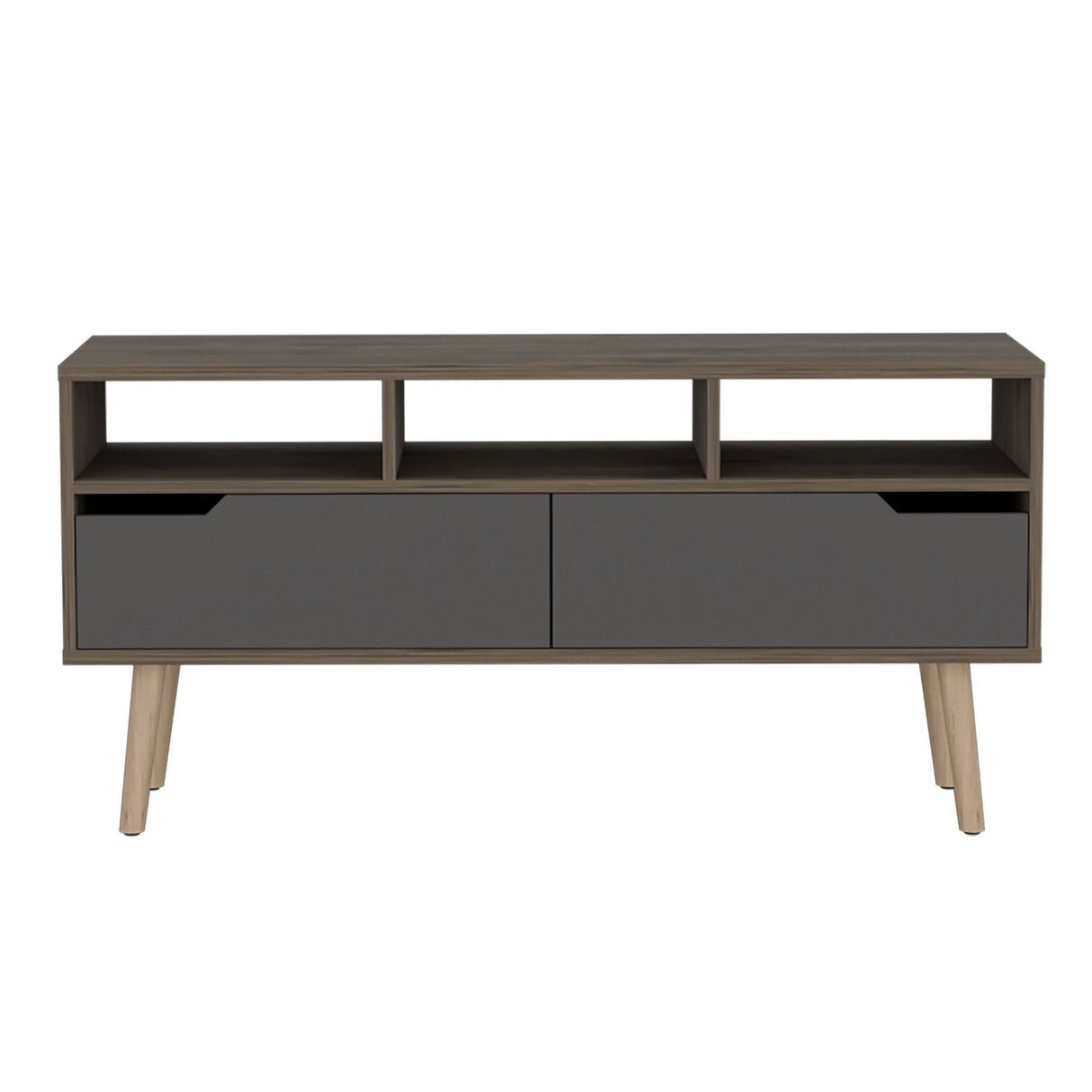 Rack de TV Oslo Bellota y Plomo 117x58cm Para TV Hasta 50 Pulgadas - MUEBLES DE TV | Bylmo