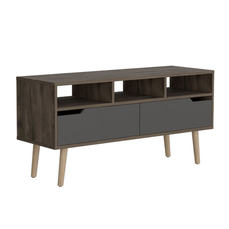 Rack de TV Oslo Bellota y Plomo 117x58cm Para TV Hasta 50 Pulgadas - MUEBLES DE TV | Bylmo