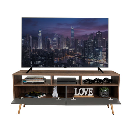Rack de TV Oslo Bellota y Plomo 137x58cm Para TV Hasta 60 Pulgadas - MUEBLES DE TV | Bylmo