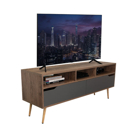 Rack de TV Oslo Bellota y Plomo 137x58cm Para TV Hasta 60 Pulgadas - MUEBLES DE TV | Bylmo
