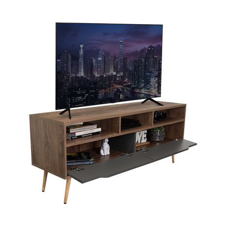 Rack de TV Oslo Bellota y Plomo 137x58cm Para TV Hasta 60 Pulgadas - MUEBLES DE TV | Bylmo