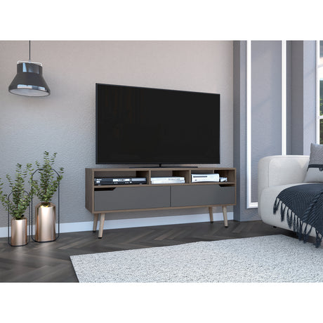 Rack de TV Oslo Bellota y Plomo 137x58cm Para TV Hasta 60 Pulgadas - MUEBLES DE TV | Bylmo