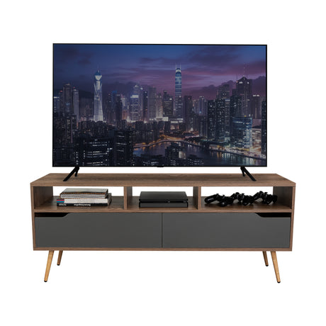 Rack de TV Oslo Bellota y Plomo 137x58cm Para TV Hasta 60 Pulgadas - MUEBLES DE TV | Bylmo