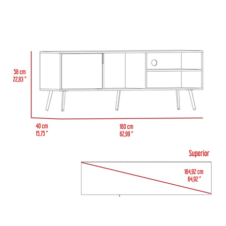 Rack de TV Vulcan Capri 160x58cm Para TV Hasta 65 Pulgadas con Ranuras para Cables - MUEBLES DE TV | Bylmo