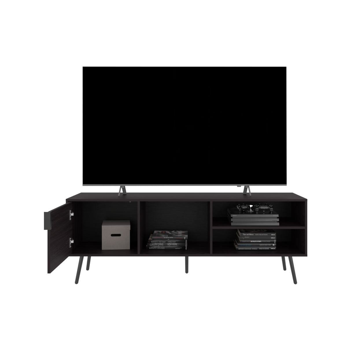 Rack de TV Vulcan Wengue 160x58cm Para TV Hasta 65 Pulgadas con Ranuras para Cables - MUEBLES DE TV | Bylmo