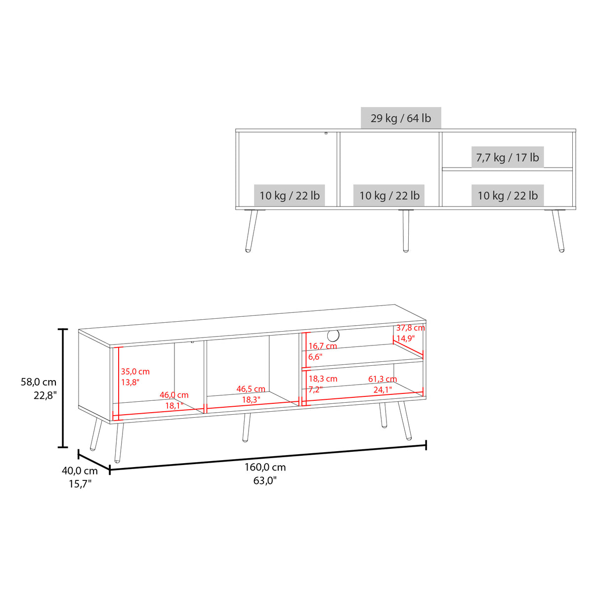 Rack de TV Vulcan Wengue 160x58cm Para TV Hasta 65 Pulgadas con Ranuras para Cables - MUEBLES DE TV | Bylmo