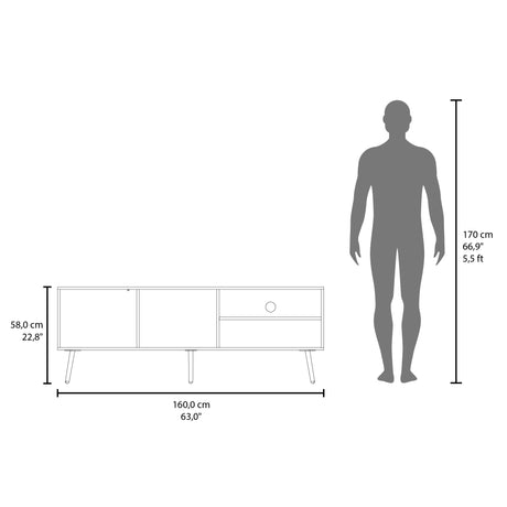 Rack de TV Vulcan Wengue 160x58cm Para TV Hasta 65 Pulgadas con Ranuras para Cables - MUEBLES DE TV | Bylmo