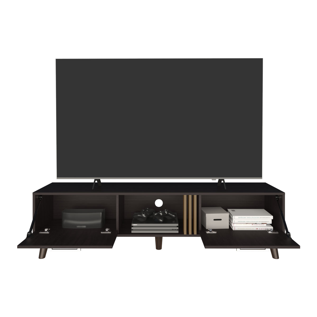 Rack de TV Vance Wengue y Fresno Europeo 160x43cm Para TV Hasta 70 Pul ...