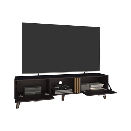 Rack de TV Vance Wengue y Fresno Europeo 160x43cm Para TV Hasta 70 Pulgadas con Ranuras para Cables - MUEBLES DE TV | Bylmo
