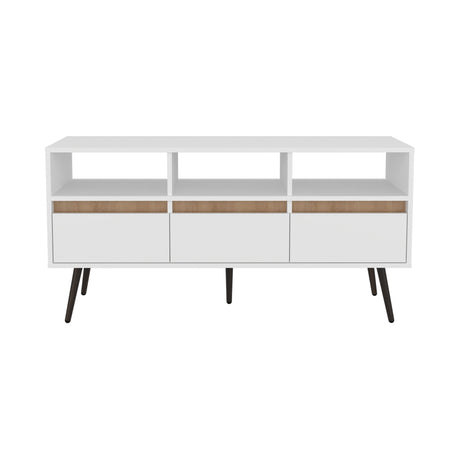 Rack de TV Aranjuez Blanco y Fresno 120.2x60cm Para TV Hasta 50 Pulgadas - MUEBLES DE TV | Bylmo