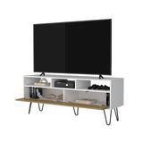 Rack de TV Tori Blanco y Fresno Europeo 137x55.4cm Para TV Hasta 60 Pulgadas - MUEBLES DE TV | Bylmo