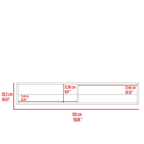 Rack de TV Flotante Wengue 150x26.5cm Para TV Hasta 65 Pulgadas con Ranuras para Cables - MUEBLES DE TV | Bylmo