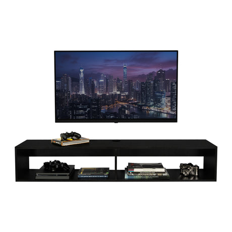 Rack de TV Flotante Wengue 150x26.5cm Para TV Hasta 65 Pulgadas con Ranuras para Cables - MUEBLES DE TV | Bylmo