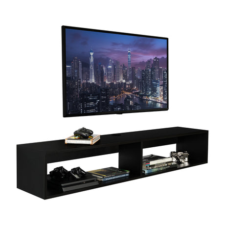 Rack de TV Flotante Wengue 150x26.5cm Para TV Hasta 65 Pulgadas con Ranuras para Cables - MUEBLES DE TV | Bylmo