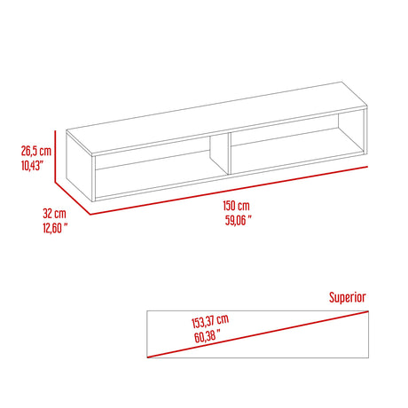 Rack de TV Flotante Wengue 150x26.5cm