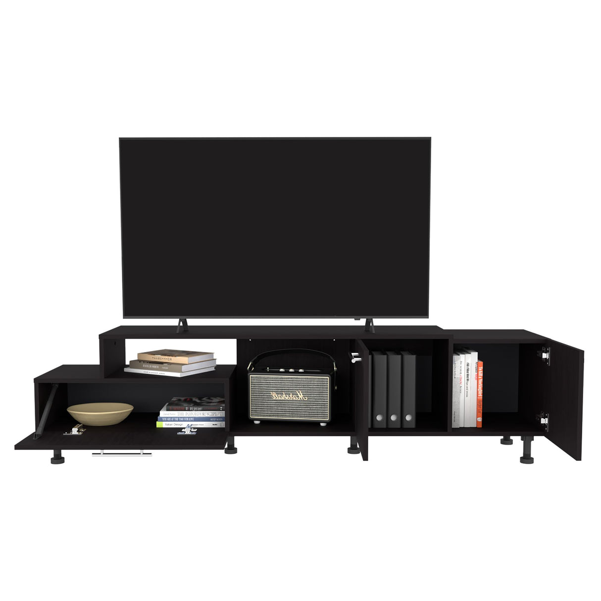 Rack de TV Atho Wengue 176x45cm Para TV Hasta 70 Pulgadas - MUEBLES DE TV | Bylmo