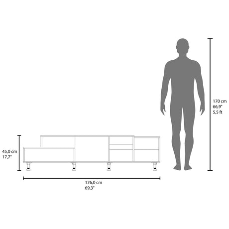 Rack de TV Atho Wengue 176x45cm Para TV Hasta 70 Pulgadas - MUEBLES DE TV | Bylmo