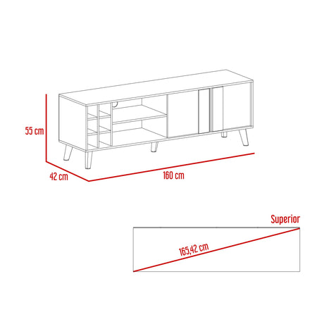 Rack de TV Zaragoza Milan y Capri 160x55cm Para TV Hasta 70 Pulgadas con Ranuras para Cables - MUEBLES DE TV | Bylmo